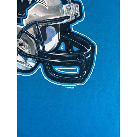Vintage 90s Carolina Panthers Helmet NPC NFL Football T Shirt Mens Large Blue - Picture 3 of 6